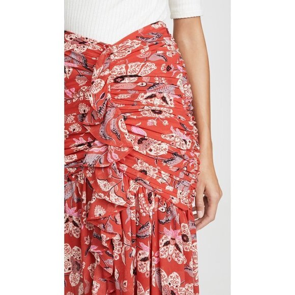 💕CINQ A SEPT💕 Midi Kathleen Skirt ~ Venetian Red - Picture 8 of 16
